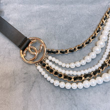 Cargar imagen en el visor de la galería, CC Black Calfskin, Glass Pearls & Gold Tones Belt - Müllner´s