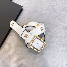 Load image into Gallery viewer, CC Plain Calfskin, Metal Monogram & Gold Plated Belt - Müllner´s