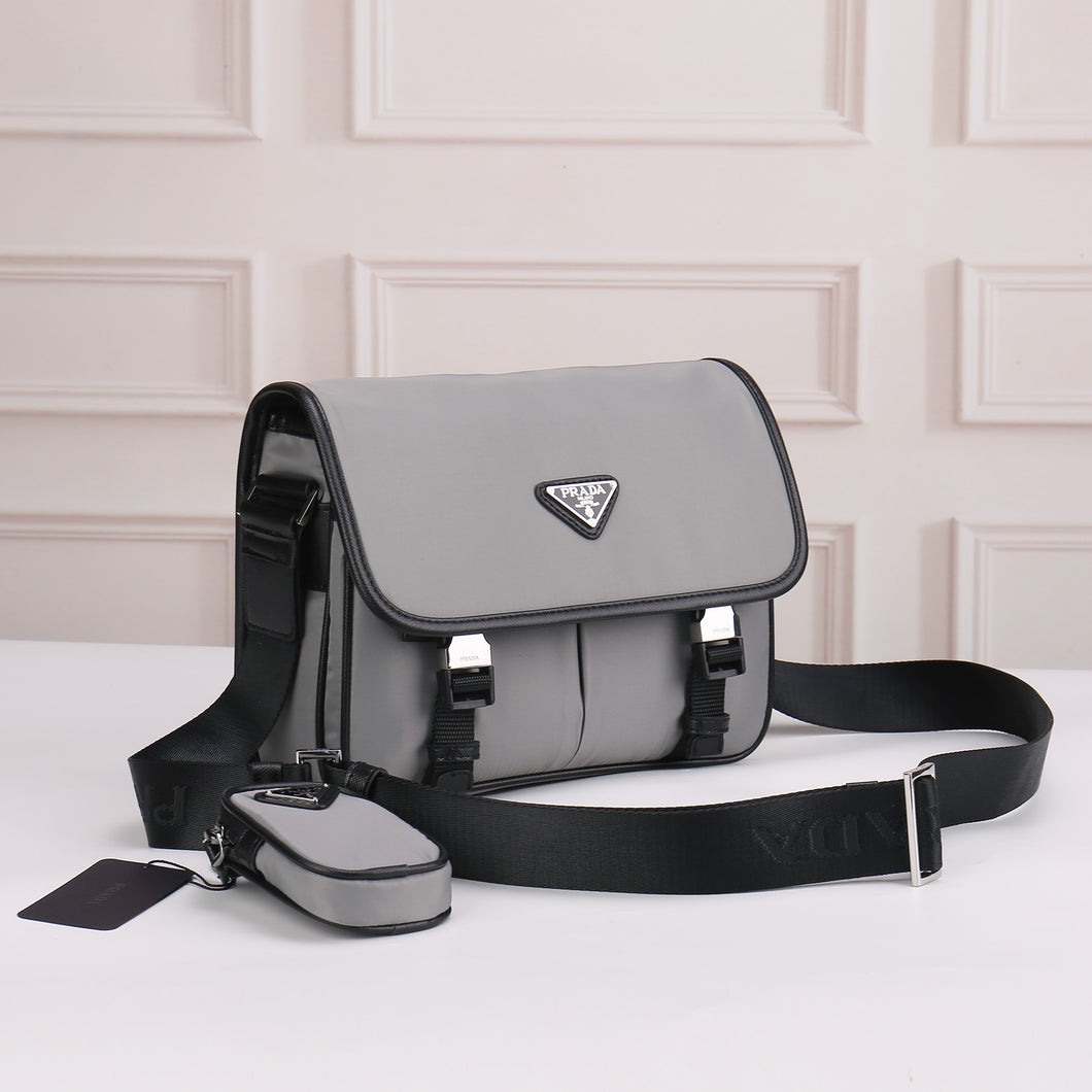 Re-Nylon and Saffiano small strapped shoulder bag