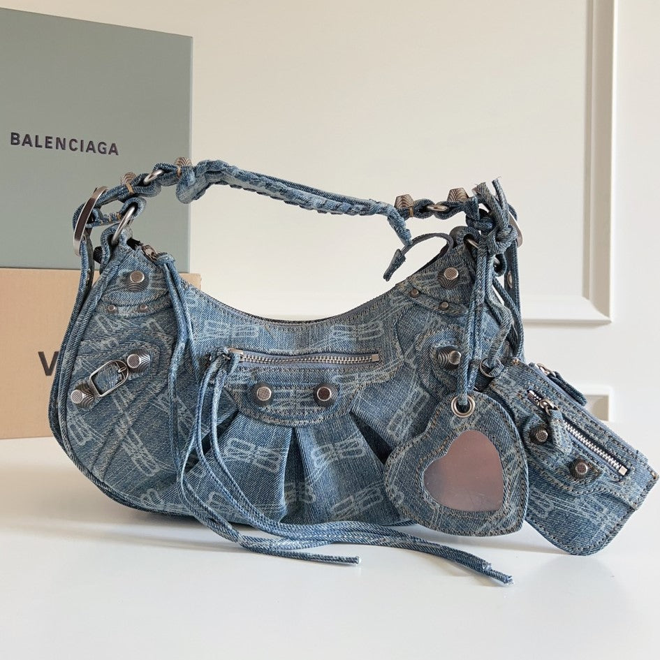 BB Le Cagole Small Shoulder Bag Denim